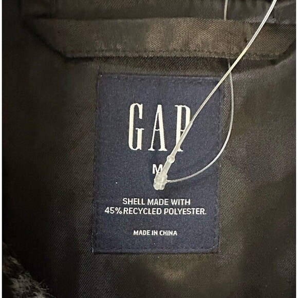 Gap Grey Black Plaid Womens Shacket Wool Blend Long Shirt Jacket Size Medium NEW - Picture 4 of 6